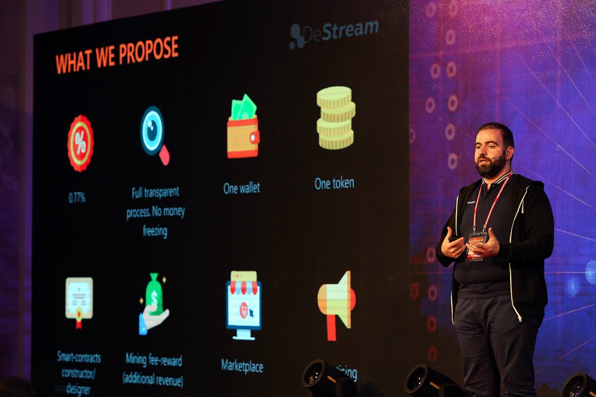 DConferenceIO's tweet photo. Tachat Igityan, the Founder &amp; CFO of Destream, speaking at Crypto Forum for Hotcoins! https://t.co/XLQZbcLDYI