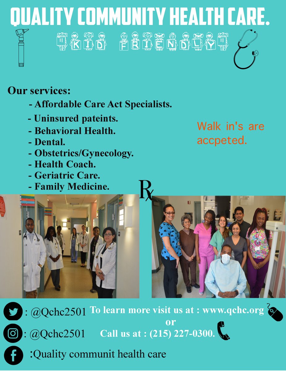 Qchc2501's tweet photo. QCHC 2501 w. Lehigh ave, Philadelphia,Pa.

Here is some of the services we have to offer. we would love to see you for a visit , please set up an appointment now @ https://t.co/OMTQNIpzxO or call now 215-227-0300
#philly #health #healthcare #philadelphia 
#healthcarephillynumber1 https://t.co/b4sG7oFTH6