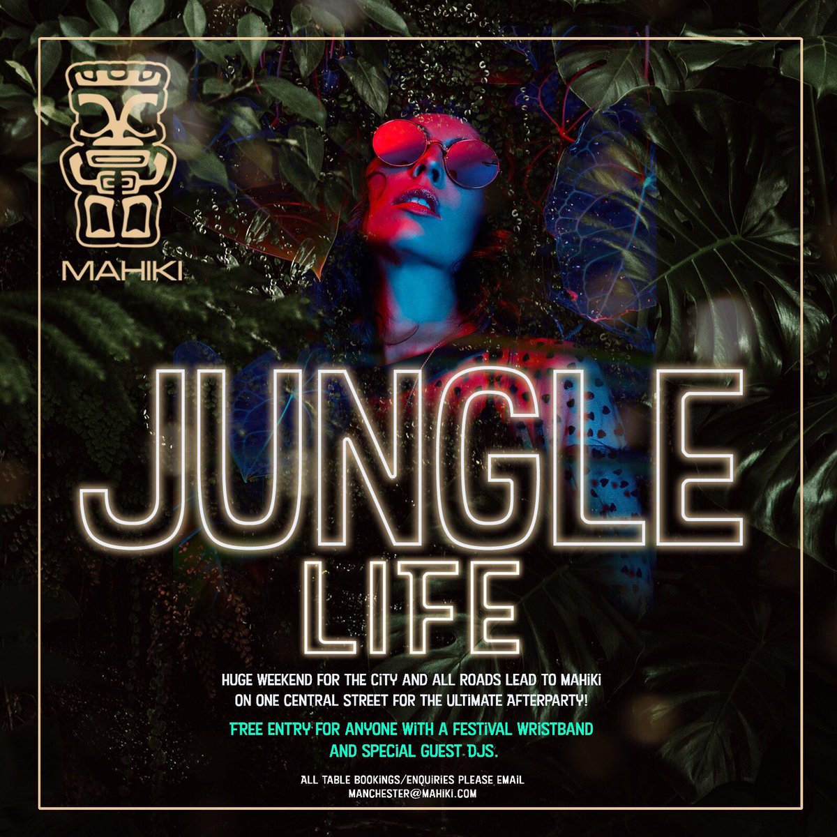 Who’s ready for JUNGLE LIFE? 🌺🌴 The BEST Park Life After Party in the city! 🙌🏼 Free entry for anyone with a wristband! Get yourself down to #MahikiMcr this weekend! 💃🏽🌺🌴
.
.
#parklife #parklifeafterparty #mahiki #mahikimcr #manchesterclub