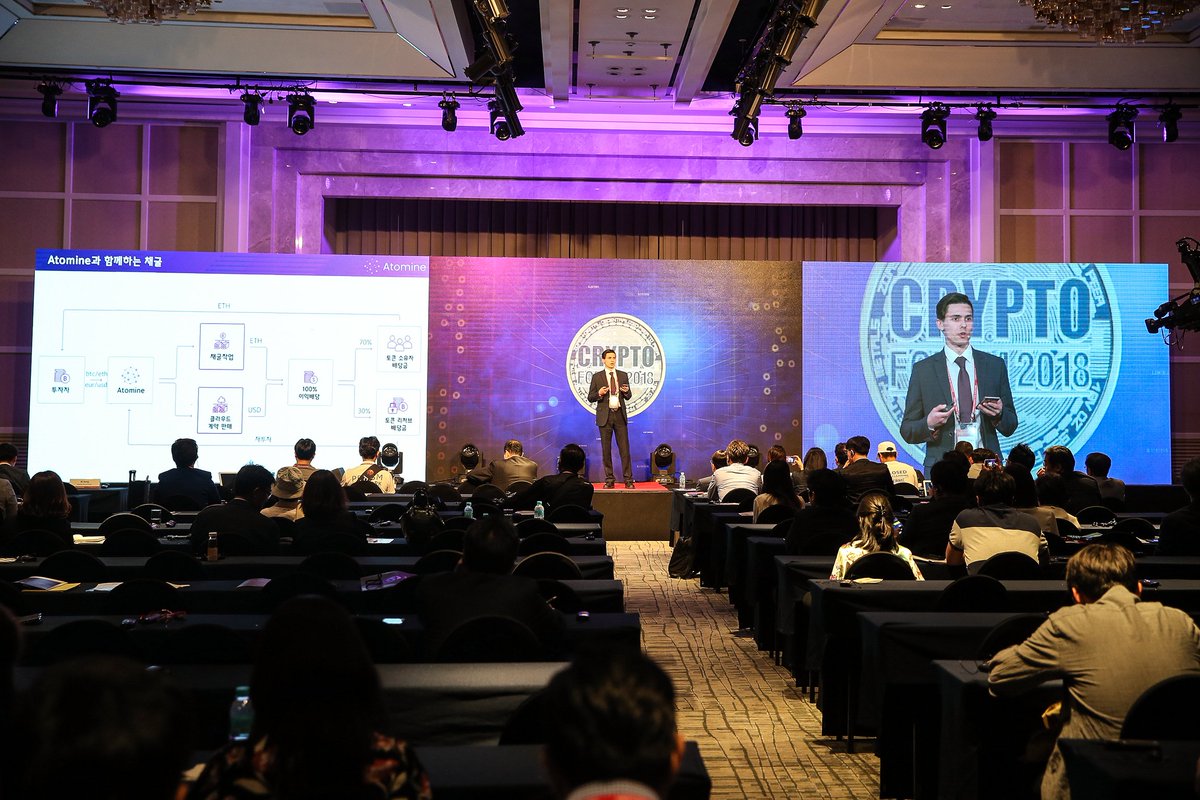 DConferenceIO's tweet photo. German Chekin, the IR manager of Atomine, speaking at Crypto Forum for Hotcoins! https://t.co/gGoBcDliE6