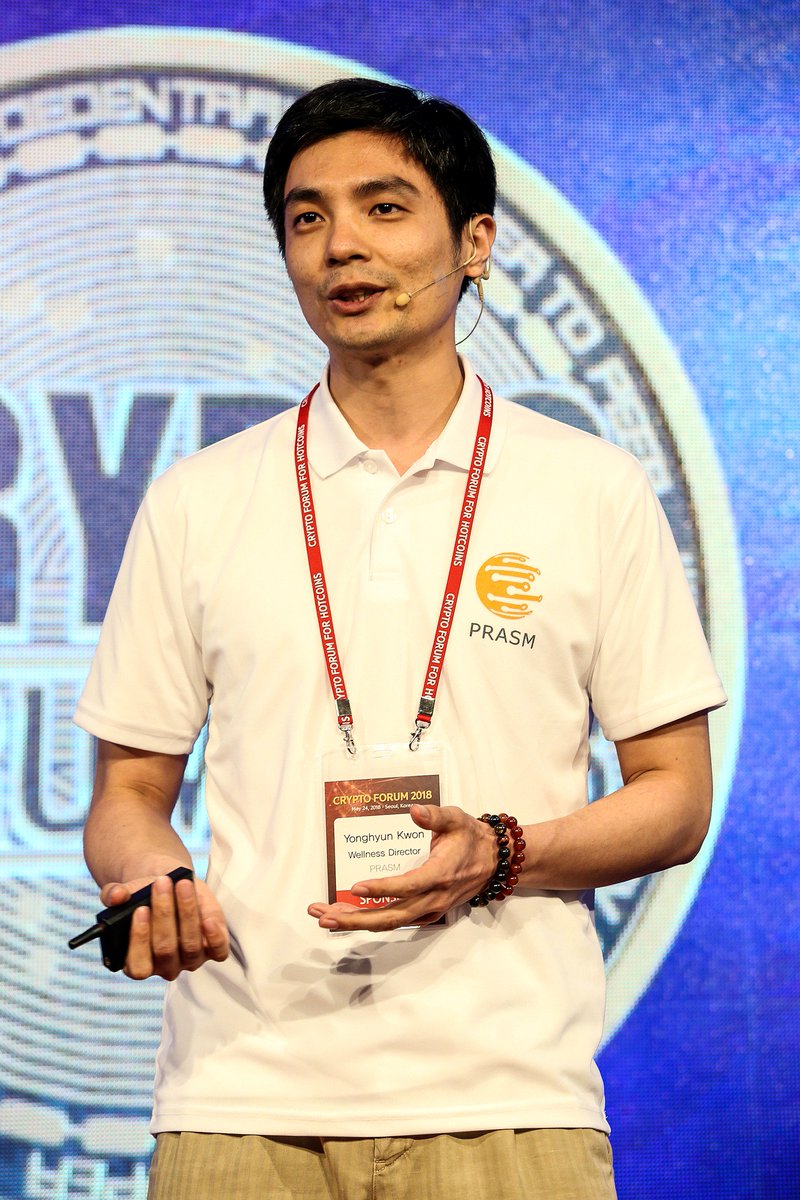 DConferenceIO's tweet photo. Yonghyun Kwon, the Wellness Director of PRASM, speaking at Crypto Forum for Hotcoins! https://t.co/NIt7Hmz8Z5