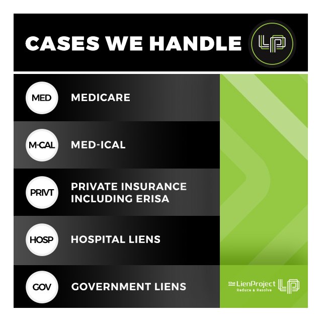 The Lien Project handle cases for MediCal Liens, Medicare Liens, Private Insurance Liens, Hospital Providers Liens and Government Liens.  thelienproject.com
#theLienProject #SanDiego #California