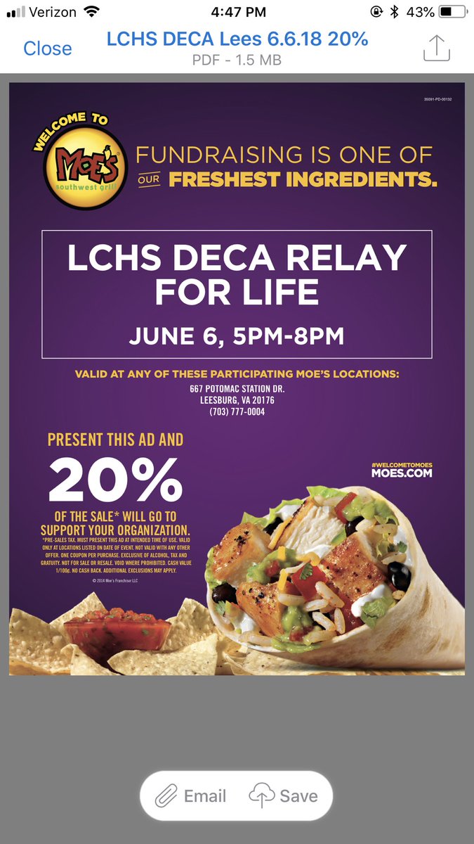 Come out to Moe’s TONIGHT to support our Relay for Life team. Must show flyer for our team to get the proceeds.