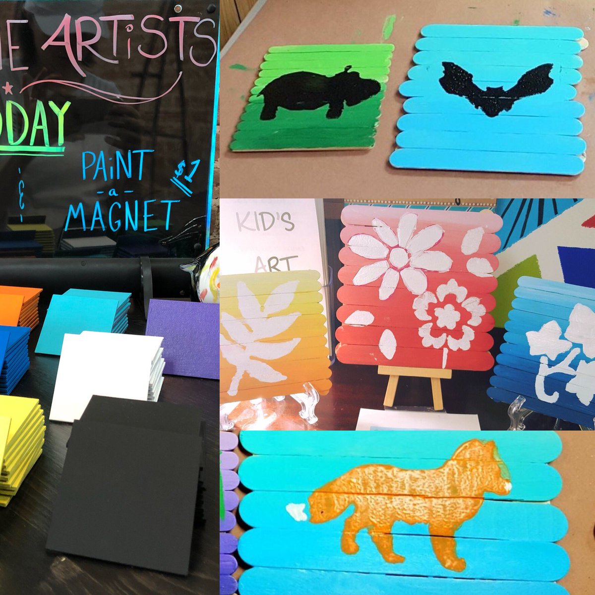 Arty_Penguin's tweet photo. Open this Friday &amp; Saturday! Paint a magnet for $1 or paint a popsicle stick palette for $3. https://t.co/JQin6gZUbb