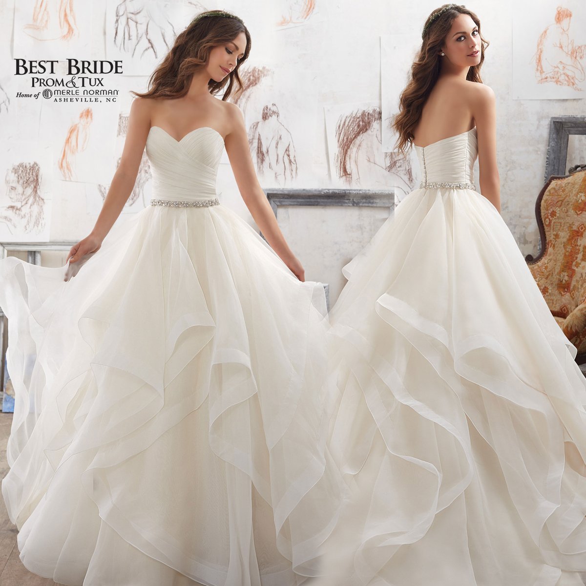 BestBrideNC's tweet photo. This Dreamy Organza Ballgown is back in store! Book your bridal appointment today! https://t.co/4BR7negsEN  #Ballgown #DressComeTrue #MoriLee #Wedding #WeddingDress #InStoreNow #BestBride #MerleNormanofAsheville https://t.co/wfIan9m7Um