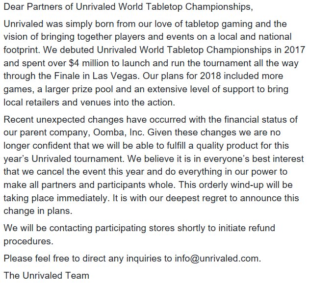 Unrivaled World Tabletop Championships tweet media