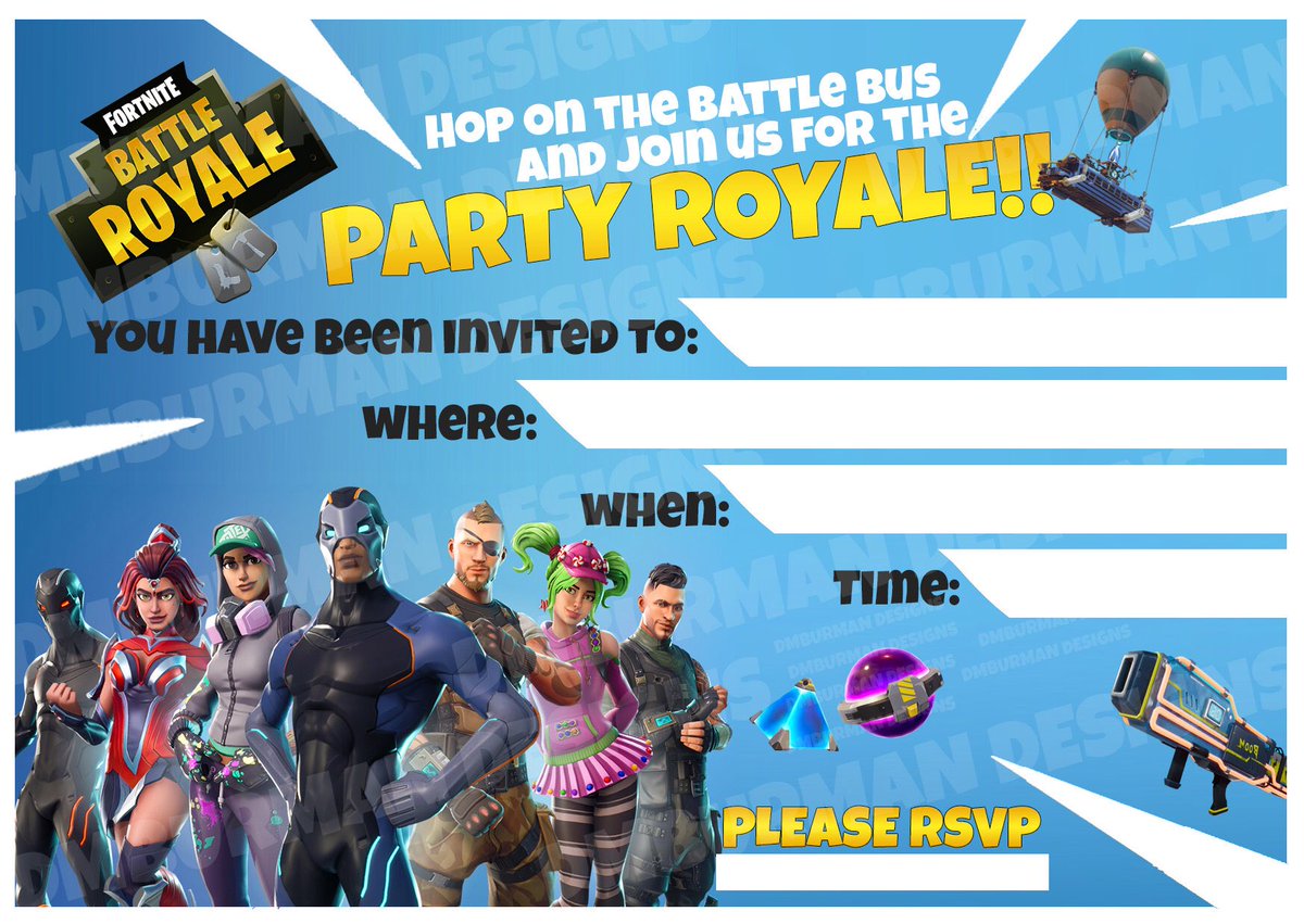 Jig Designs On Twitter 1 Party Royale In My Etsy Shop Fortnite - party invitation hd printable instant download hd papergoods fortnite game fort nite download gamer fortniteseason4 1royale gun love