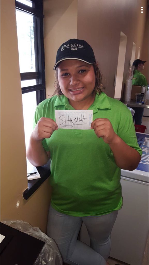 Trinity_ECU's tweet photo. Headed to Falls Creek this summer? Make sure and catch Trinity student Shawna Garza in the concession stand! 🍧🍦 #TrinityAda https://t.co/khb6UC1ocm