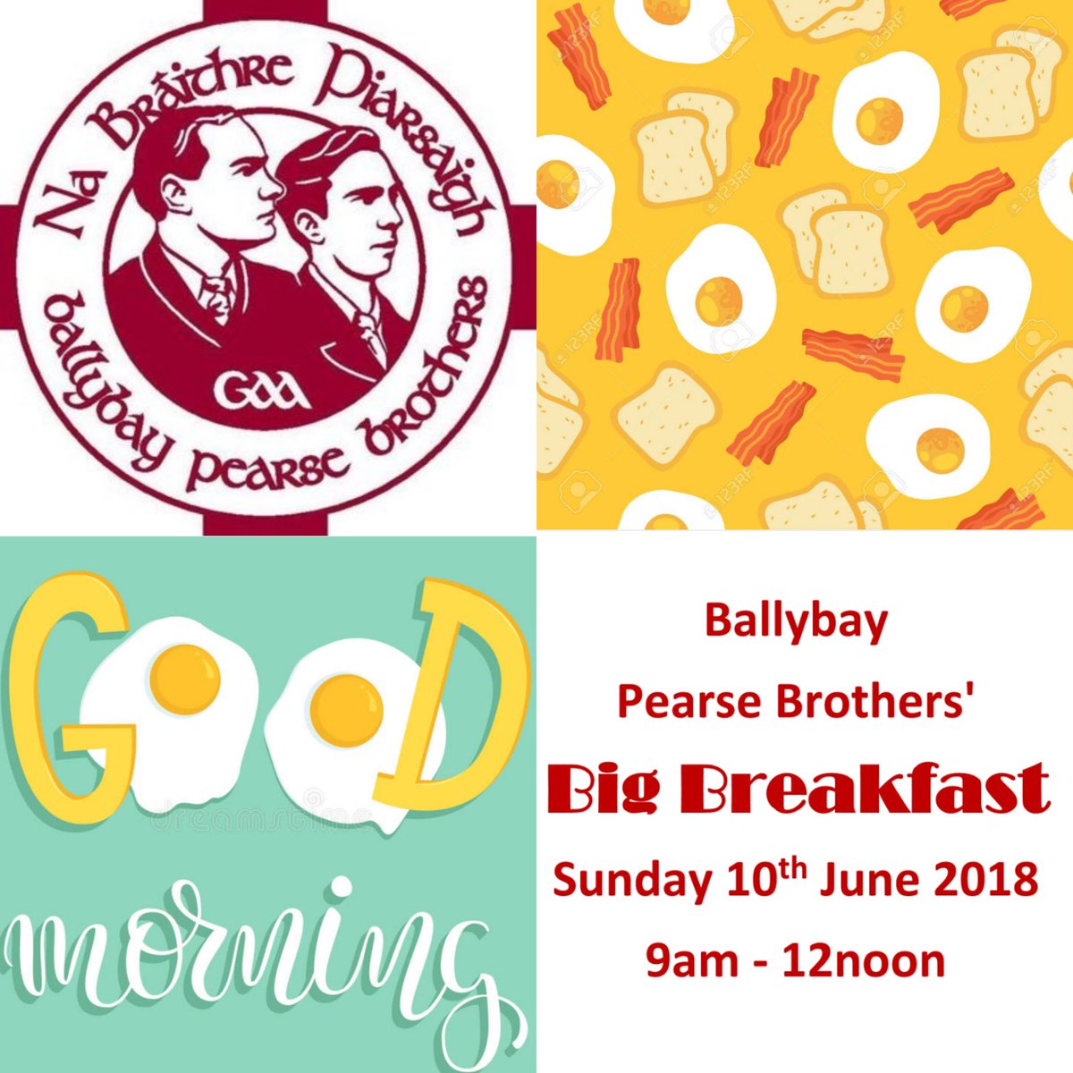 Don’t forget <a href="/PearseBrothers/">Ballybay PearseBro's</a> Annual Big Breakfast Morning this Sunday 10th June 9-12. In Pearse Brothers Centre <a href="/monaghangaa/">@monaghangaa</a>