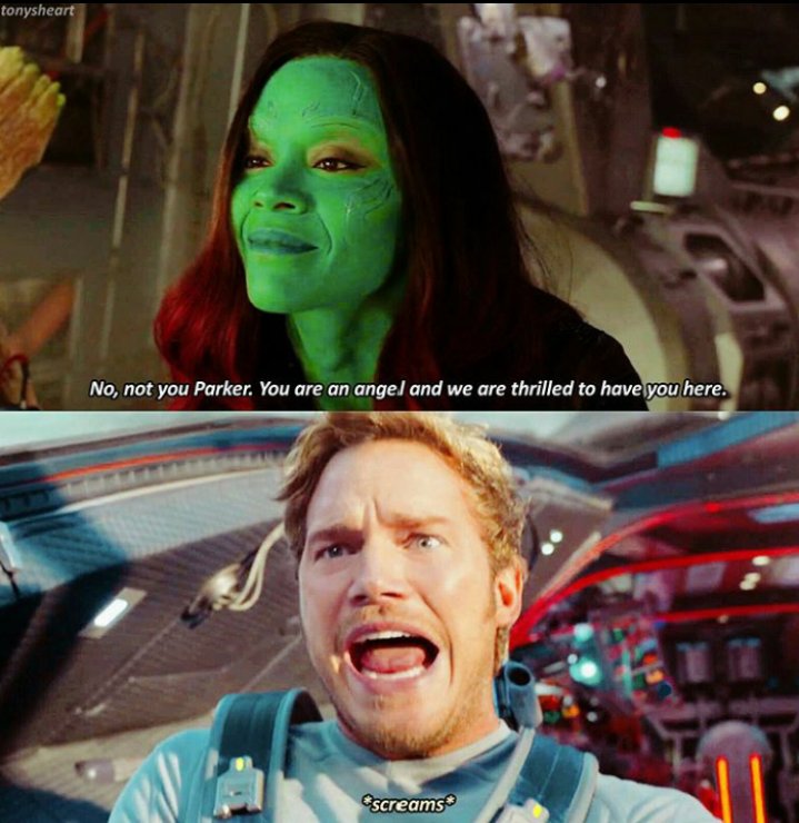 ::Because after seeing Gamora with (baby) Groot in GotG2 alone, everyone knows she naturally has soft spot for children.::
