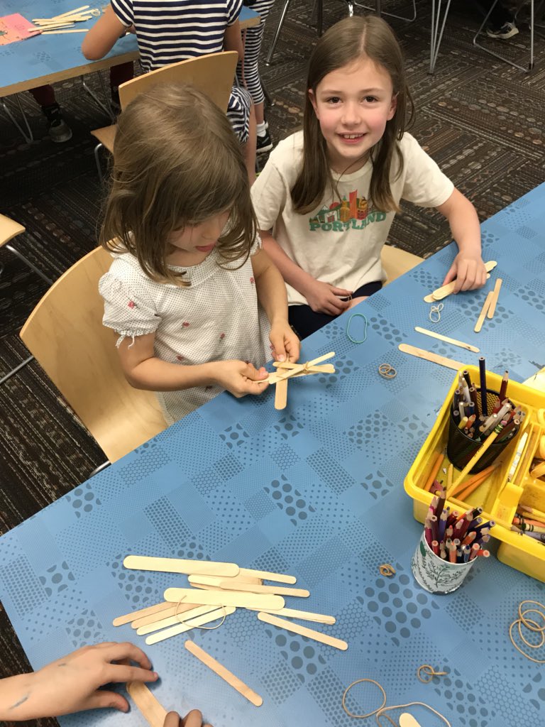 cp_library's tweet photo. Let’s get #Making with Catapults in #CPLibrary! All you need is some rubber bands, popsicle sticks, and determined minds! #MakerEd #MakerspaceChallenge #Catapults #STEM https://t.co/DhlR1z6tJX