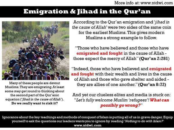 @thinkrightuk Because it's Migration Jihad (Hijrah) to Islamise the World as per Islamic scripture