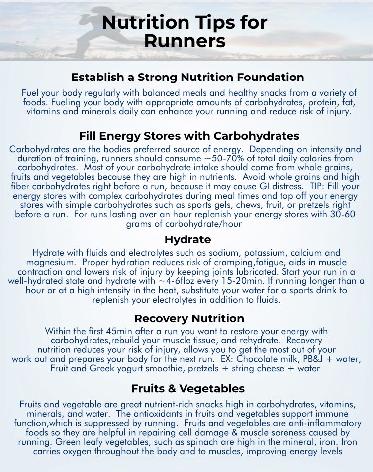 kayleejacks_rd's tweet photo. Runners can improve their endurance and reduce risk of injury with nutrition and proper fueling! #GlobalRunningDay #NationalRunningDay #nutritionforrunners #run https://t.co/csmUIqOJ5B
