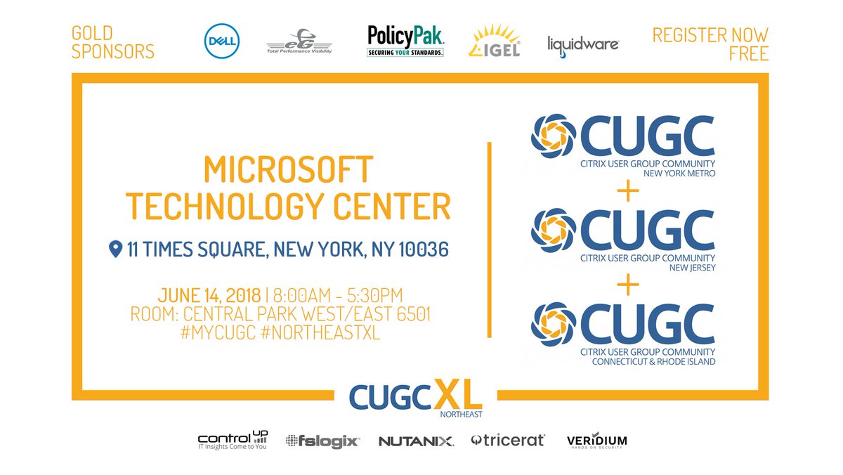NYMetroCUGC's tweet photo. Today is the BIG DAY! #NorthEastXL #myCUGC meeting is few hours away! A good reason to skip work today and meet your peers with an all-day FREE conference about @Citrix technologies! And we provide food and drinks! See you there! https://t.co/2WLpD733Jz