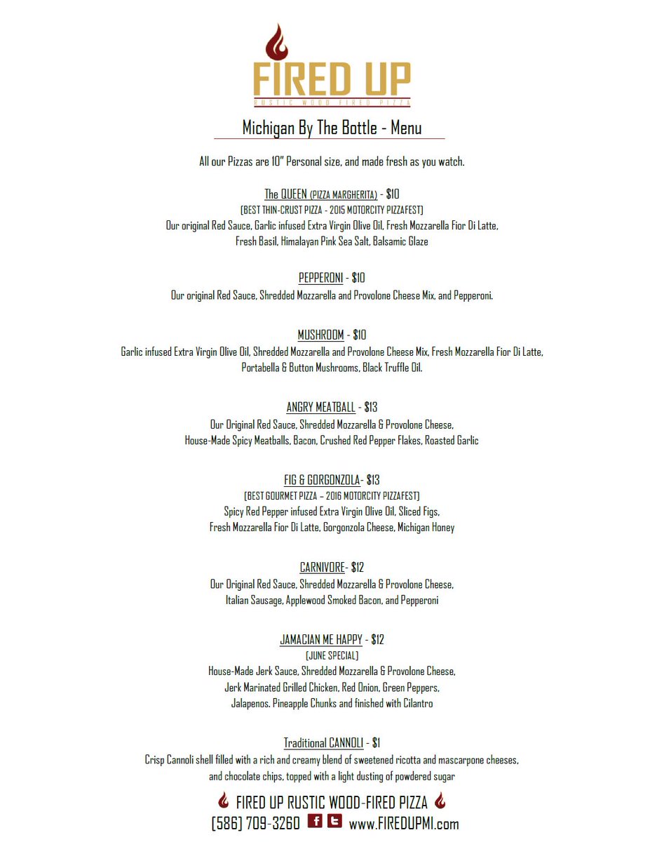firedupmi's tweet photo. This months menu for Pizza On Wheels is out, Check out June's special "Jamaican Me Happy"  #FiredUp #Pizza #Wine #PizzaOnWheels #DateNight #JerkChicken #POTM #JamaicanMeHappy https://t.co/iXaBvzvNj7