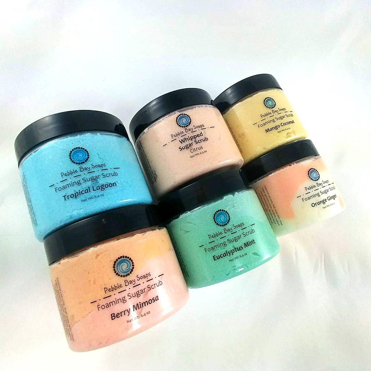 PebbleBaySoaps's tweet photo. Sugar Scrubs! Whipped, fluffy, and they foam up when you use them. Which one would you choose out of these? #sugarscrub https://t.co/rbcmQZjhUY