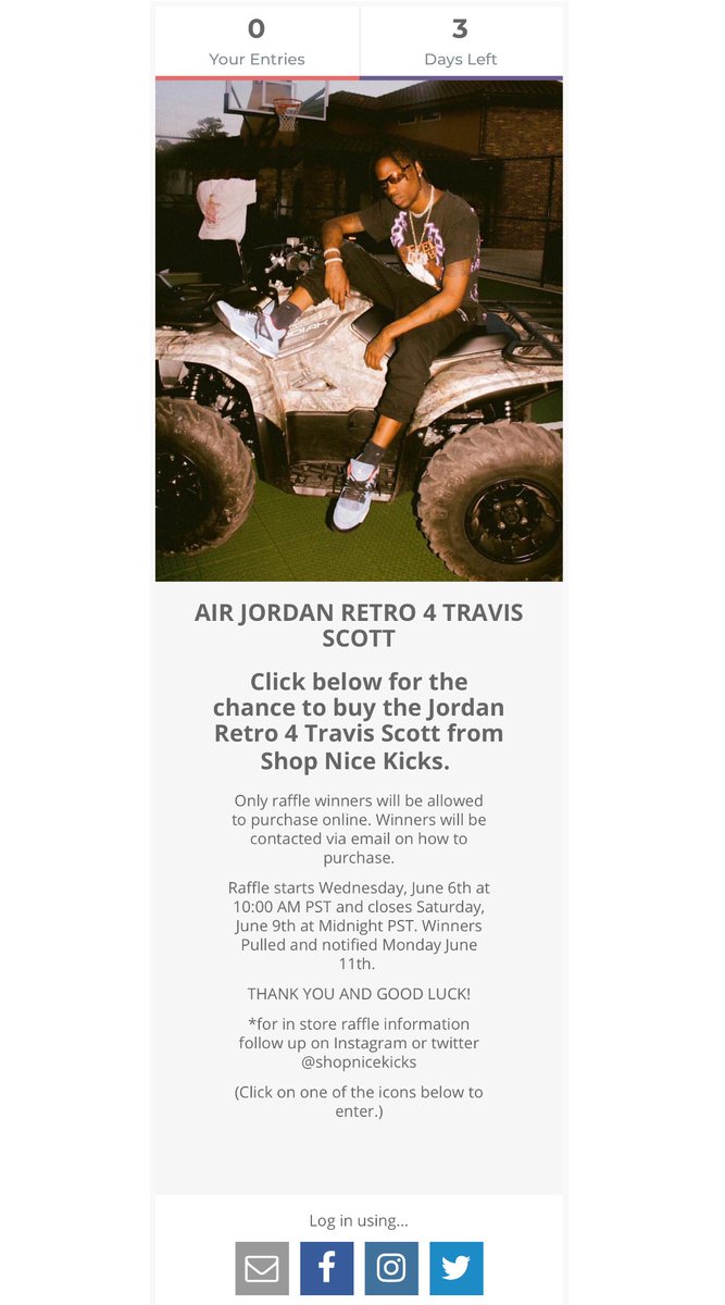 raffle jordan 6 travis scott