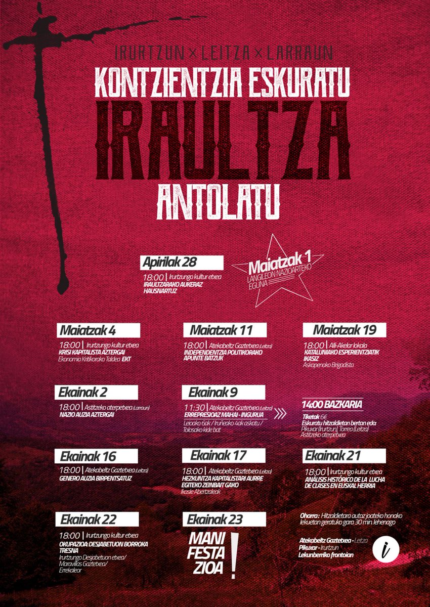 Larunbatean Leitzako Atekabeltz gaztetxean izanen gara! Animatu!

El sábado estaremos en el gaztetxe Atekabeltz de Leitza! Animaros!