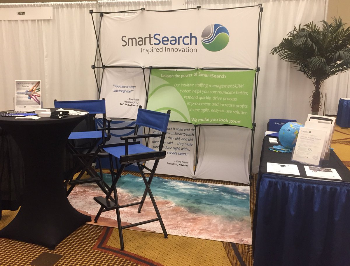 SylvieDahl's tweet photo. Set up @SmartSearchATS Exhibit @CAStaffingPros California Staffing Professionals Conference #CSPchat come see us at the Reception tonight #comeandgetyourswag https://t.co/0QZ27FERi6
