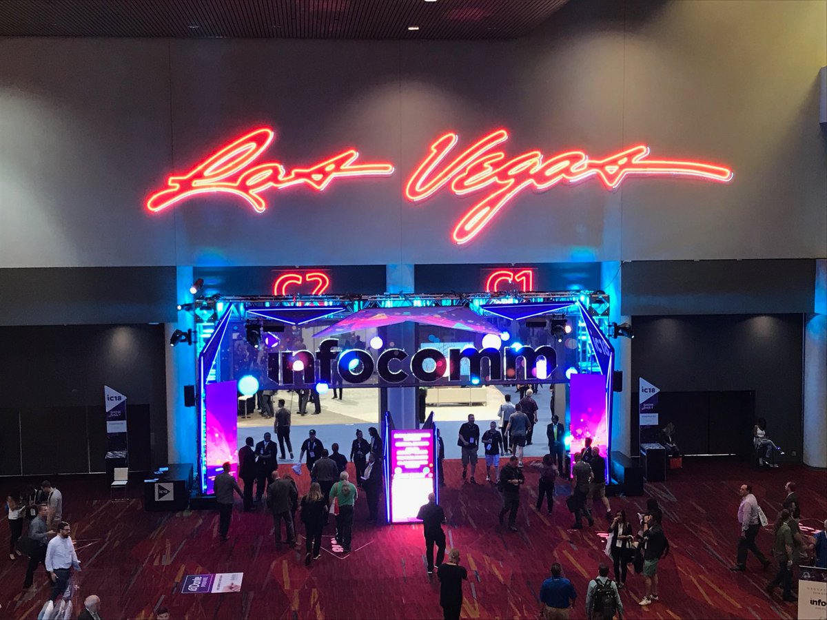 JeffJji's tweet photo. #InfoComm18 main entrance. #Spinitar staff achieve several CTS and CTS-D certifications to kick off the week! Well done! #SpinitarChallenge https://t.co/5scHTOuPlw