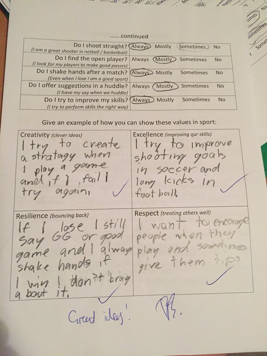 PE_MrB's tweet photo. End of semester self reflection. The responses to our values are terrific! https://t.co/wcNnXsVNK4