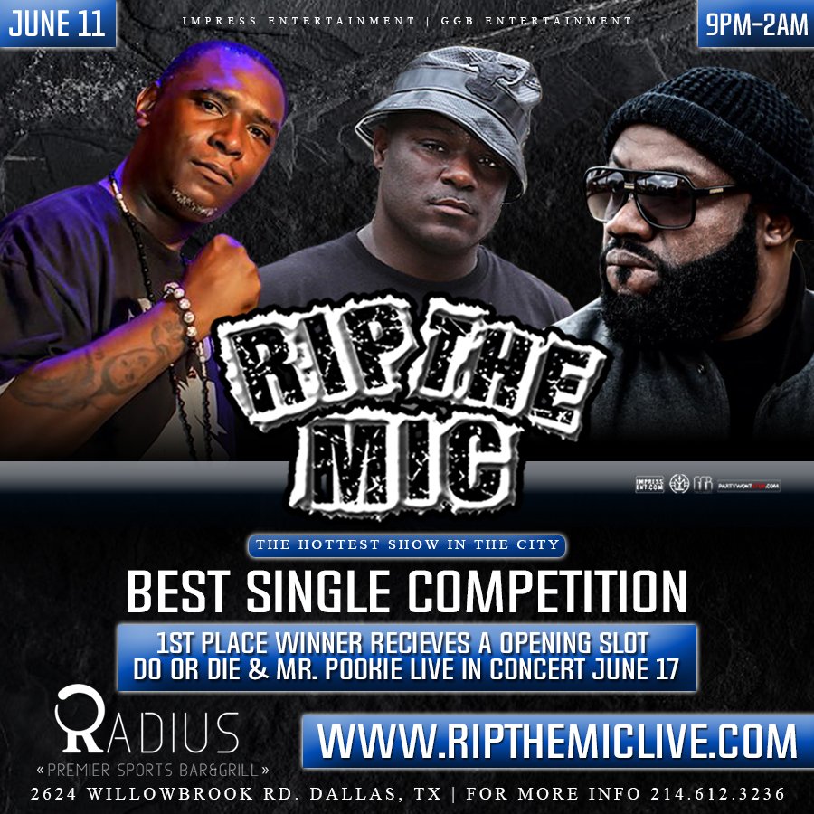 RipTheMicLive's tweet photo. Slots Available Monday June 11th Best Single Competition at Radius Gold Bar! $20 to Perform! Winner receives opening performance with "Do or Die" and "Mr. Pookie" Sign Up at https://t.co/SRpvlFDoAv #RipTheMic #RipTheMicLive https://t.co/JS0JobI9Yh