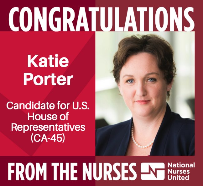 NationalNurses's tweet image. Congratulations @katieporteroc on your primary win. Onward to November! #CA45 #CaliforniaPrimary2018