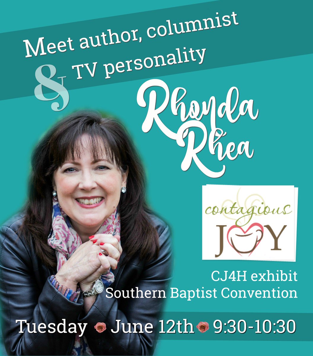RhondaRhea's tweet photo. Hey my SBC buds, meetcha at the Contagious Joy exhibit on Tuesday? #booksigning #funhaving #SBC18 https://t.co/rm37uoIZPS
