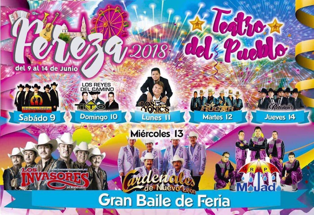 Los invitamos este próximo 11 de junio del 2018 en villa de Zaragoza San Luis Potosí en la feria #Fereza2018 <a href="/yonicsoficial/">Los Yonics</a> <a href="/jmzamacona/">JOSE MANUEL ZAMACONA</a> <a href="/FansYonics/">Club De Fans Yonics</a>