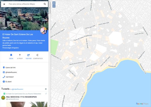 La versió alfa del mapa interactiu de Sant Esteve de les Roures ja és online, amb la cartografia de base, el carrerer i la ubicació dels comptes de Twitter registrats, via <a href="/sfggeogis/">Victor P.A.</a> <a href="/quimmonzo/">Quim Monzó</a> #siglibre2018
roures.cat/maps/