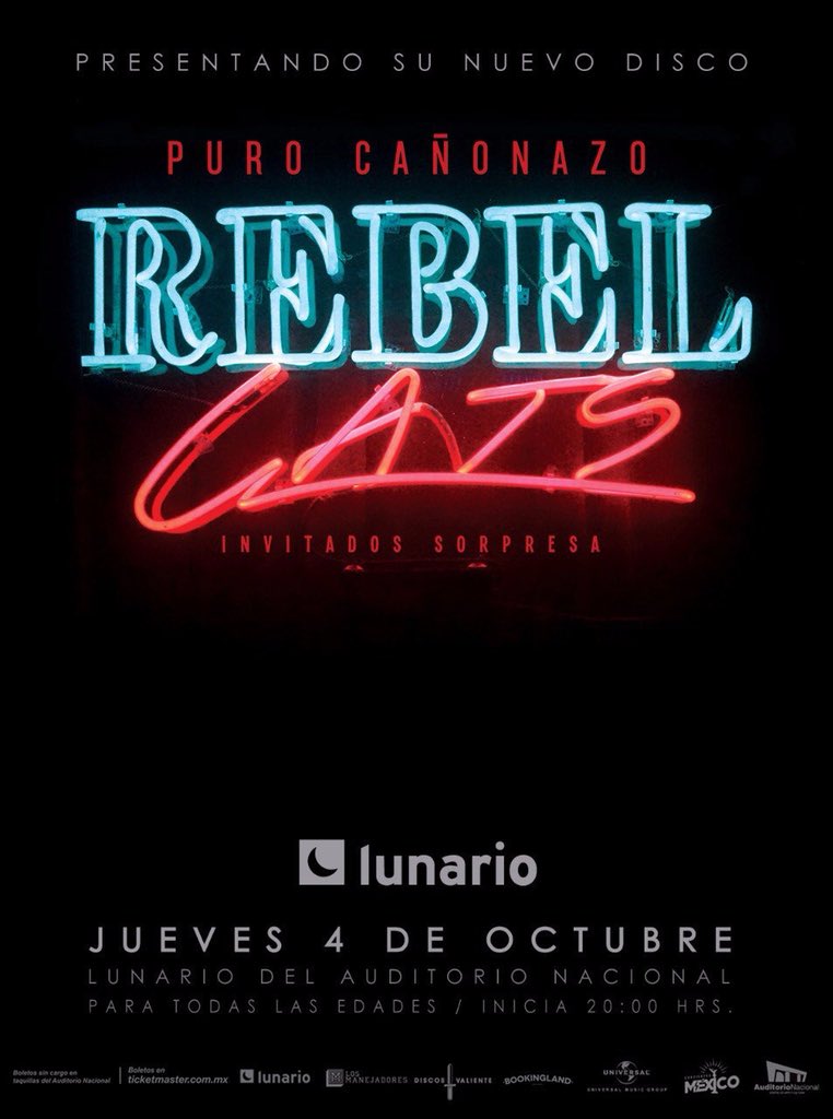 Distrito_Sonido's tweet image. . @losmanejadores presentan a los @rebel_cats en el @LunarioMx en octubre próximo, los boletos estarán a la venta pronto a través de @Ticketmaster_Me 🐱