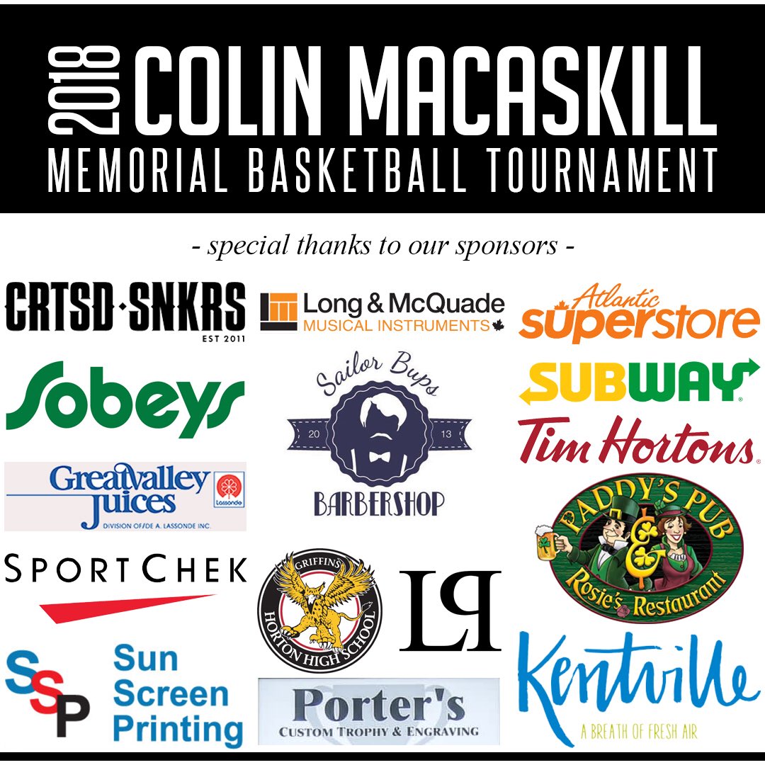 Thank you to all the teams, volunteers, and especially the sponsors for making the 2nd Annual Colin MacAskill Memorial Basketball a huge success!