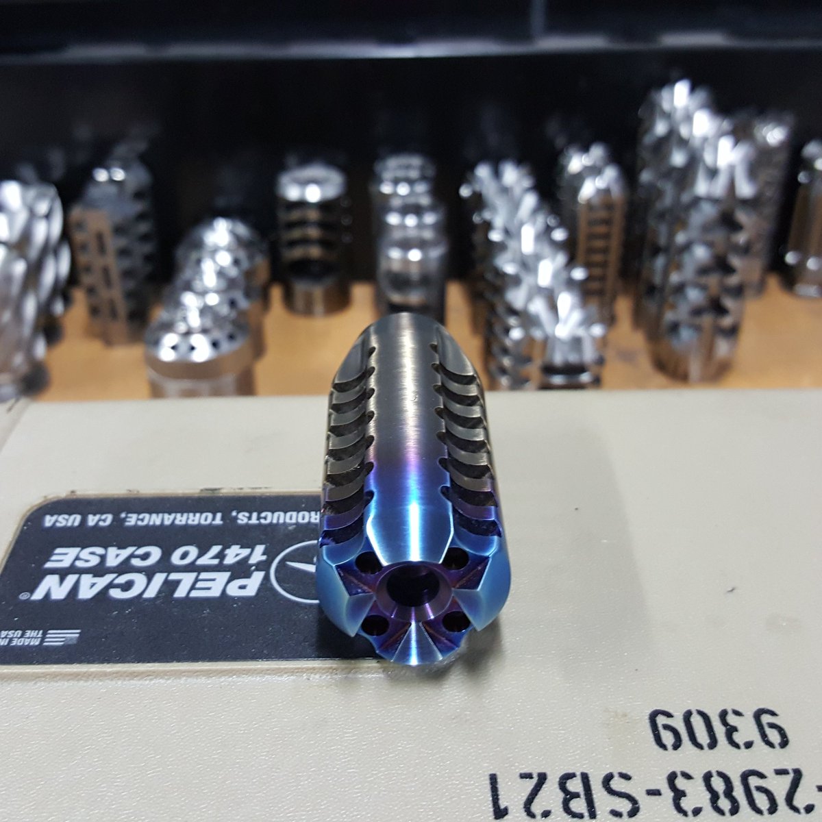 TacAdvanArmory's tweet photo. Front shot of an NES-HD series Ti comp in a blue to copper TiCamo anodize finish. #TiCamo #TiMuzzleBrake #muzzlebrake #titanium #ar15 #ar15build #ar15porn #gun #guns #gunporn #follow #awesome #look #madeinamerica #madeinusa #merica #murica #freedom #2a #2ndAmendment #colorful https://t.co/O5RnvNZKqk