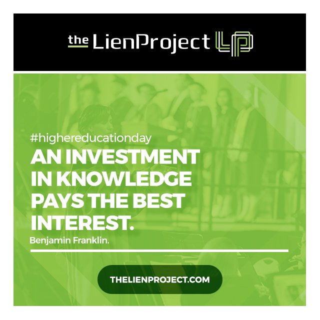 Today we celebrate #HigherEducationDay with this great quote from Benjamin Franklin. "An investment in knowledge pays the best interest" #theLienProject #SanDiego #California #lienresolution