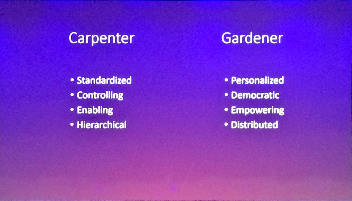 Scoff222's tweet photo. Do you educate like a carpenter( to a plan) or gardener( with variables) #EduTECH_AU @prakashnair https://t.co/khIAZNobFL