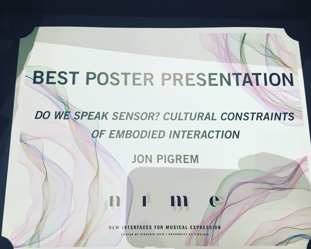 Best Poster Award!! <a href="/NIME2018/">NIME 2018</a> <a href="/QMUL_MAT/">Media and Arts Tech</a> @InstrumentsLab @nickbknickbk