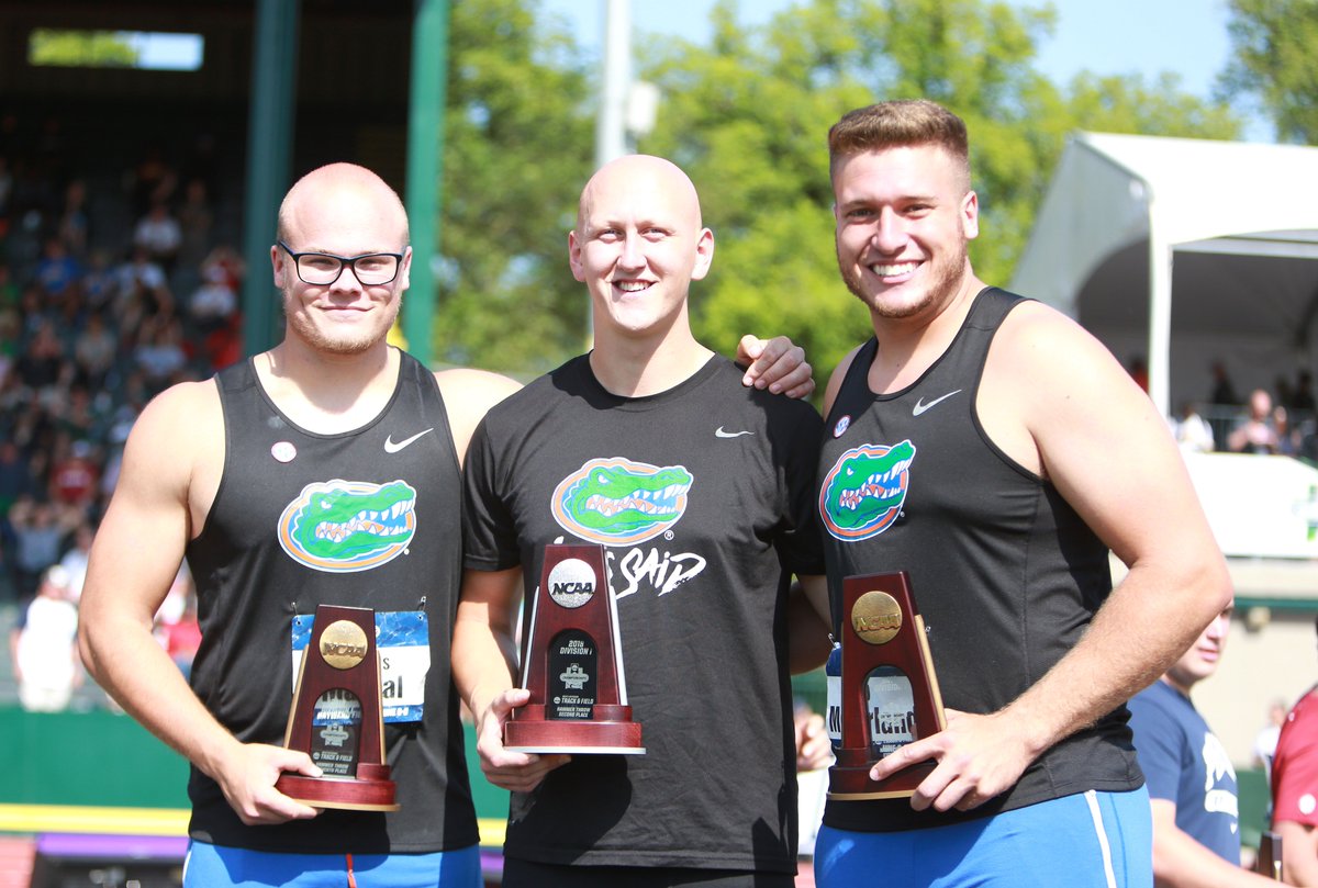 GatorsTF's tweet photo. You're looking at the sixth trio of ���� throwers to score at #NCAATF Outdoors since 1966 👀👀

Congrats, fellas!

📸: @AlexOsa24 https://t.co/T9WT1YL2pv