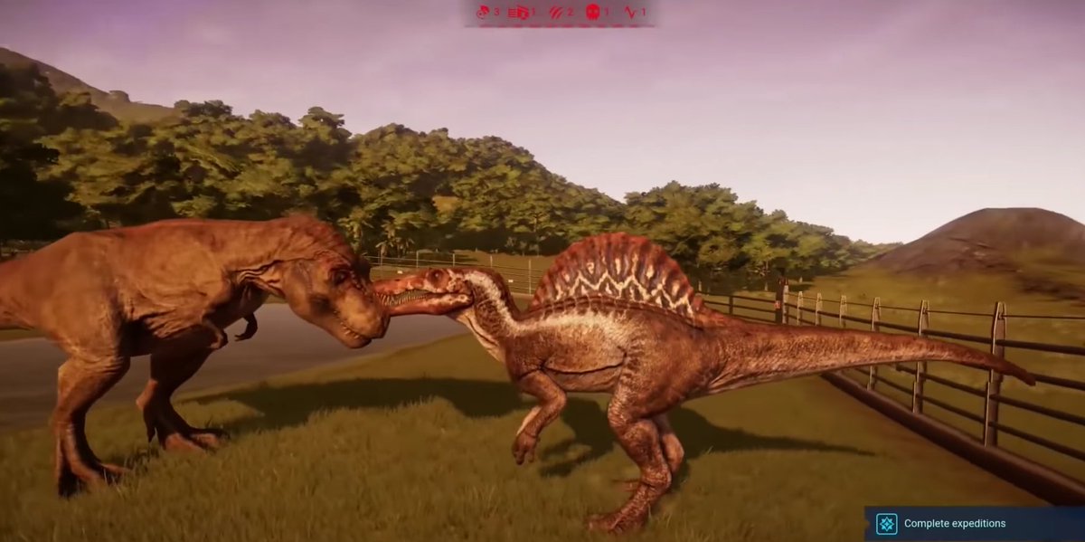 ¿No les parece que el T-Rex esta más grande que el Spinosaurus? #JurassicWorldEvolution