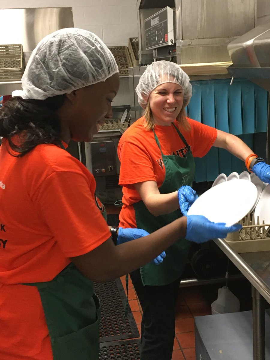 Orioles's tweet photo. Earlier today, members of the Orioles On Deck Employee Volunteer Program, sponsored by Bank of America, volunteered at @fcbmore serving lunch, cleaning dishes, and handing out O’s giveaways. #OriolesREACH https://t.co/KDAThSVG9S