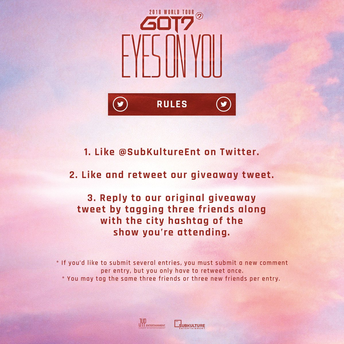 SubKultureEnt's tweet photo. I GOT7s 🐥 Want to win an Ahgase Essentials Package for 💚 #EYESONYOUinNA 💚? Find out how you can enter below 👇🏼

📌 Giveaway ends June 10, 2018 at 5PM PDT!

#EYESONYOUinTOR #EYESONYOUinLA #EYESONYOUinHOU #EYESONYOUinNYC #EyesOnYou https://t.co/Sb3R1ezTF0
