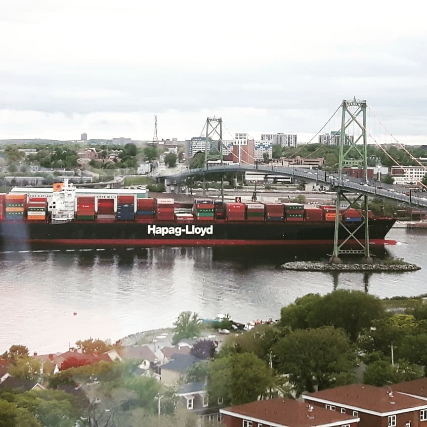 ericeric013's tweet photo. Not a bad view from the #capstoneprojectsolutions office. My view tonight while on a conference call. #Halifax is not a bad place to work. #bigshiplittlebridge #portcity #capstoneprojectsolutions https://t.co/ksykWFdNIn