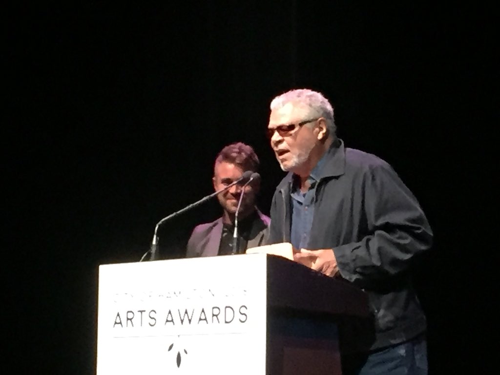 HamArtsAwards's tweet photo. Harrison Kennedy receiving the Music Award along with emerging artist @mouthpeacebeats! Congratulations!!!🎉🎊🍾 thanks to the emerging award sponsor @MohawkCollege #HAA2018 #hamartsweek #hamontmusic https://t.co/4MlfTj9Zvb