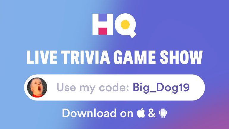 Cryptobuyer19's tweet photo. I’m playing a game called @hqtrivia! You should play too. Use my code ‘Big_Dog19’ to sign up https://t.co/pIu81gcLoE https://t.co/OLVvbJyyl4