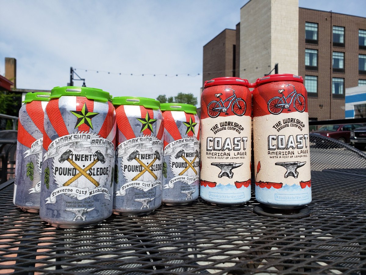 WorkshopBrewing's tweet photo. The Coast is here! Along with Twenty-Pound Sledge, your favorite IPA, available in cans for the very first time. #pourtothepeople #comegetitwhileyouCAN #workshopbrewing #TCMI #MIBeer https://t.co/rQt1bwwo9g
