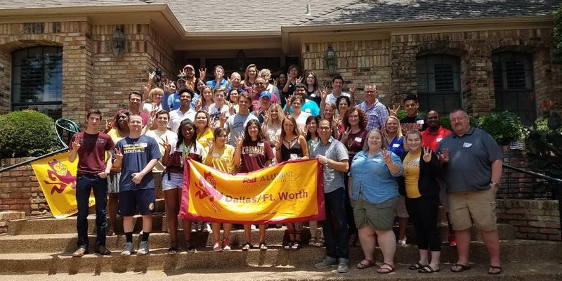 ASU_Alumni's tweet photo. Register for the @DFW_ASU_Alumni Chapter Sun Devil Send-off, happening on July 7th! This maroon and gold love fest is a yearly tradition celebrating our #FutureSunDevil students beginning their @ASU experience. https://t.co/ySPOPUSqxQ https://t.co/z9IhIBTGWl