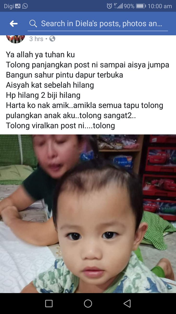 mssyahira's tweet photo. BABY HILANG! Bangun sahur tengok anak sebelah dah takde. Pintu dapur terbukak. Handphone pun kena curi. Tolonglah jangan jadi setan bulan puasa ni. Please spread this. Tolong akak ni cari anak dia. RT please. https://t.co/Ik49gCcAoL