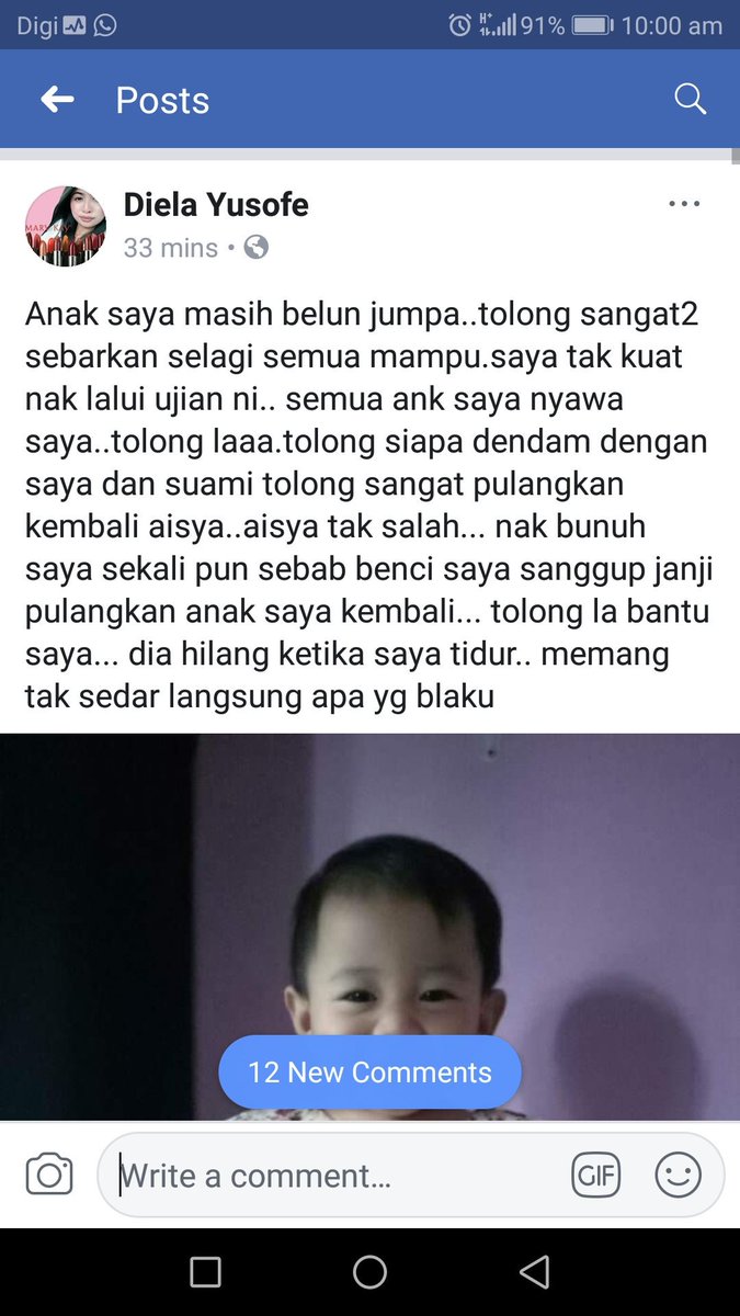 mssyahira's tweet photo. BABY HILANG! Bangun sahur tengok anak sebelah dah takde. Pintu dapur terbukak. Handphone pun kena curi. Tolonglah jangan jadi setan bulan puasa ni. Please spread this. Tolong akak ni cari anak dia. RT please. https://t.co/Ik49gCcAoL
