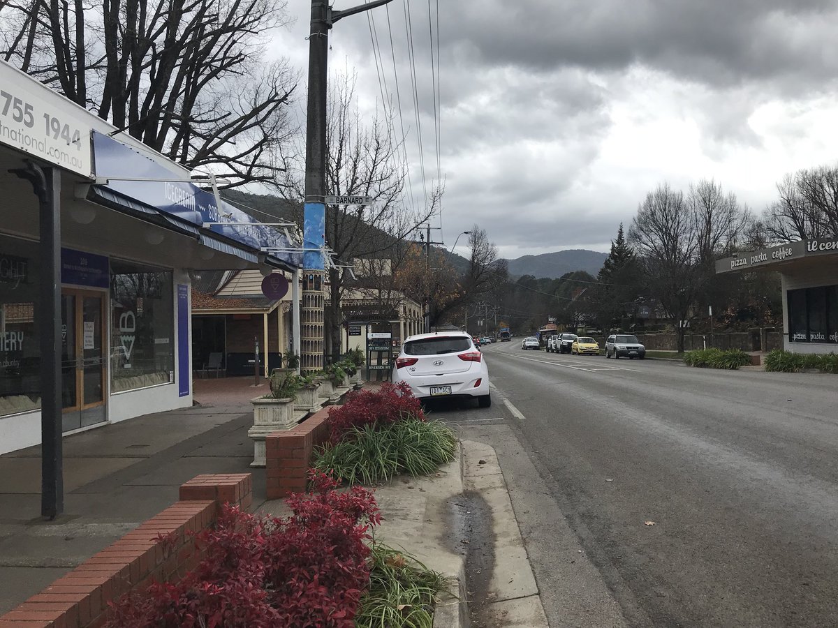 Out and about in Bright, cool day with the promise of snow.