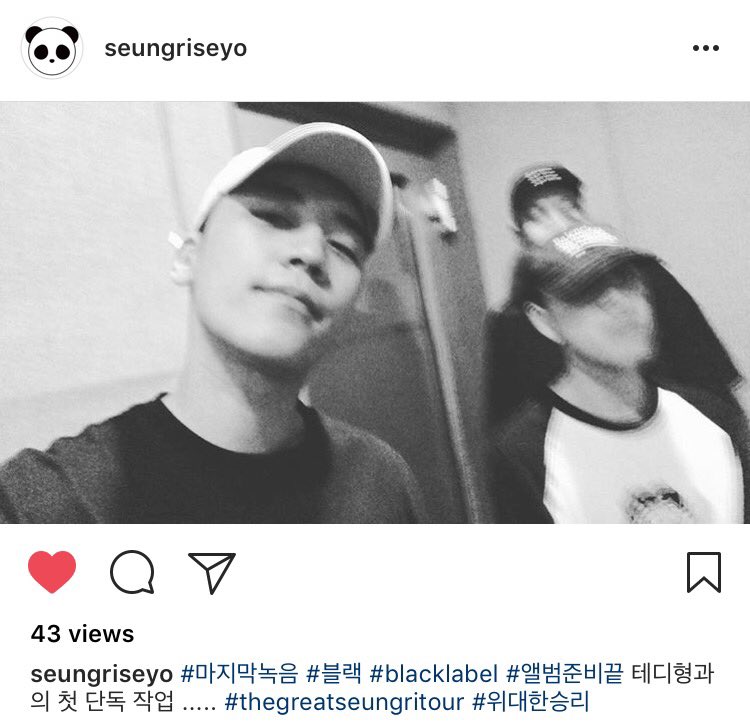 susifg's tweet photo. 180607 Seungri's IG trans:
"#lastrecording #black #blacklabel #albumpreparationsended First solo work with Teddy hyung..... #thegreatseungritour #thegreatseungri " https://t.co/rkBN6s7OlS