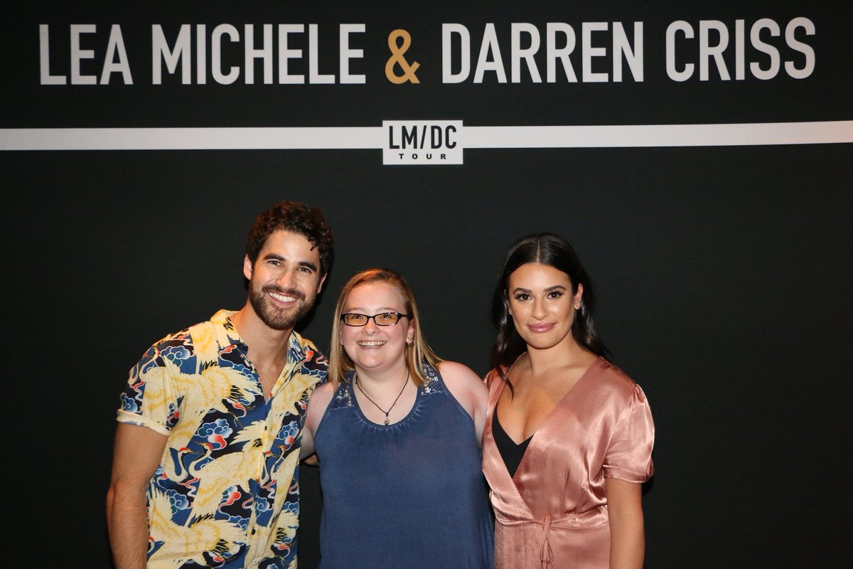 CreativeAmy's tweet photo. Can you tell I was sooooo happy to meet @darrencriss and @LeaMichele tonight?? It was so amazing! #LMDCTour #LMDCcolumbus #LMDCtourVIP https://t.co/MwYkpL8TaC
